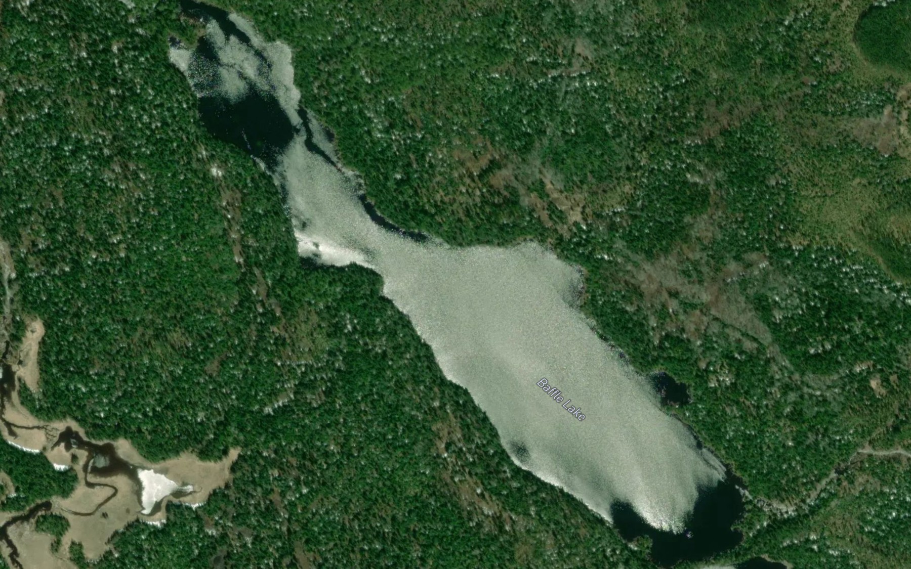 Satellite map of the Baffle Lake