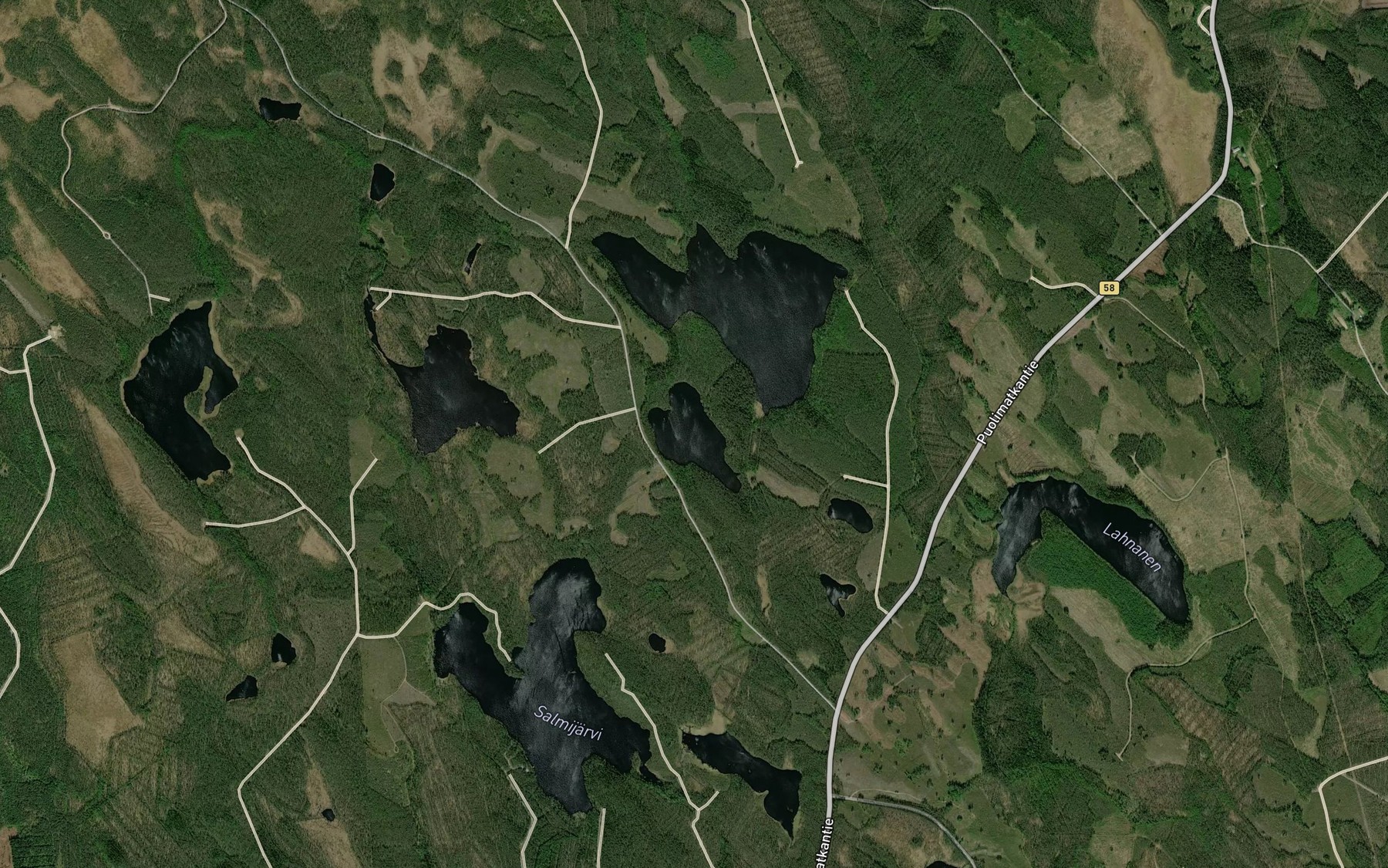 Satellite map of the Pieni Karahkajarvi
