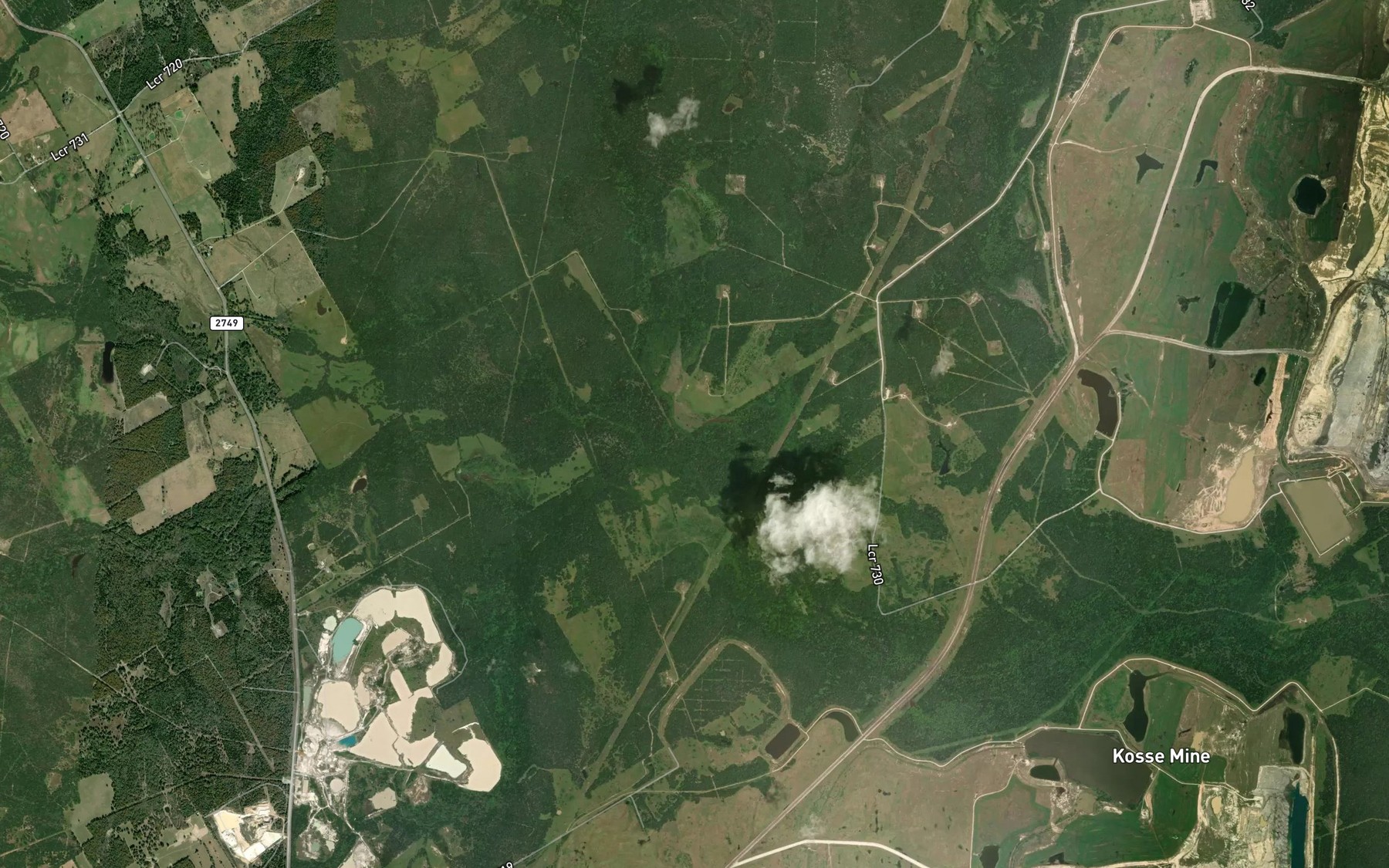 Satellite map of the Davis Creek