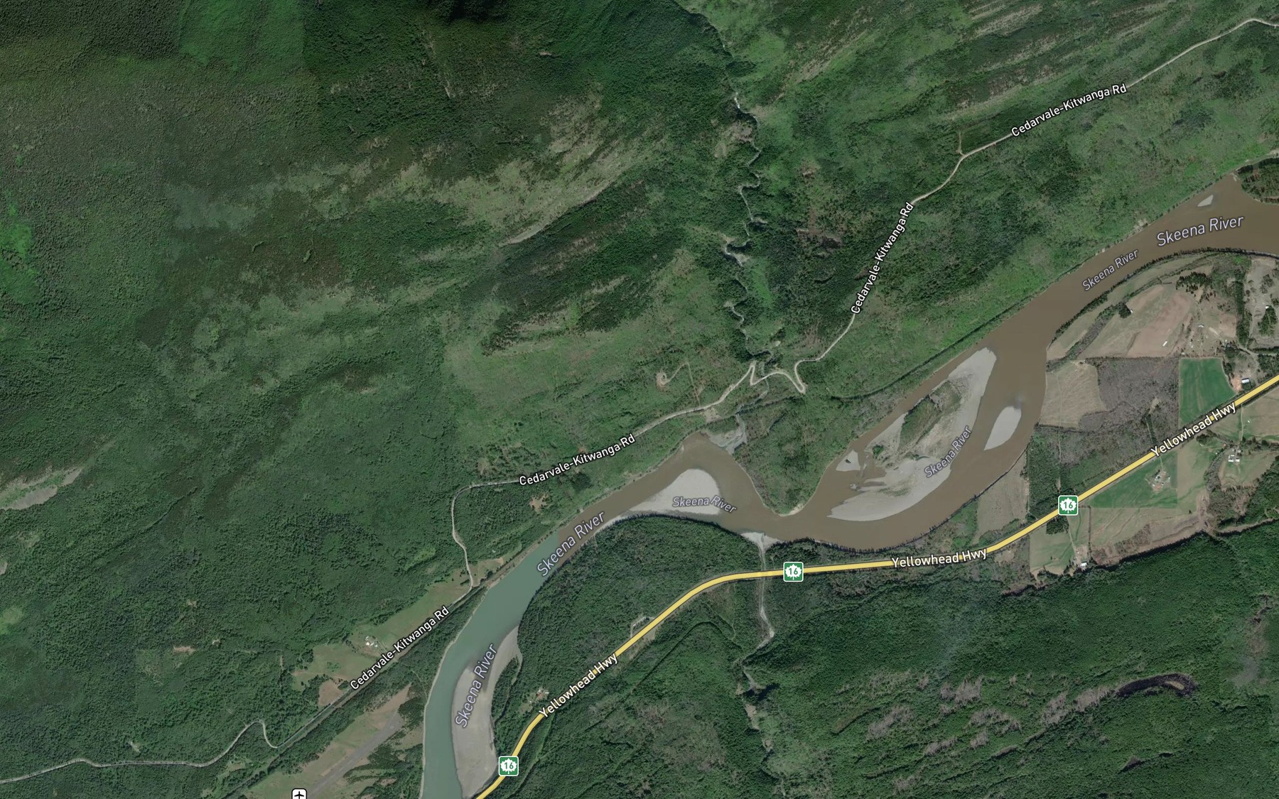 Satellite map of the Sedan Creek