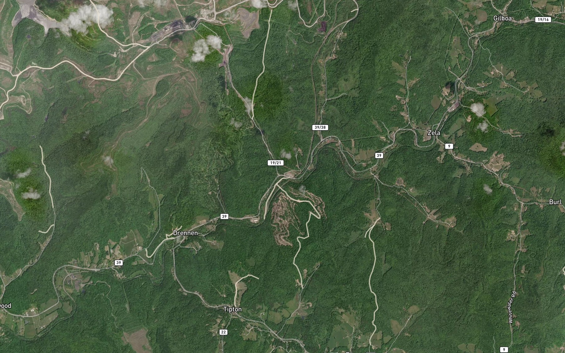 Satellite map of the Jerry Fork