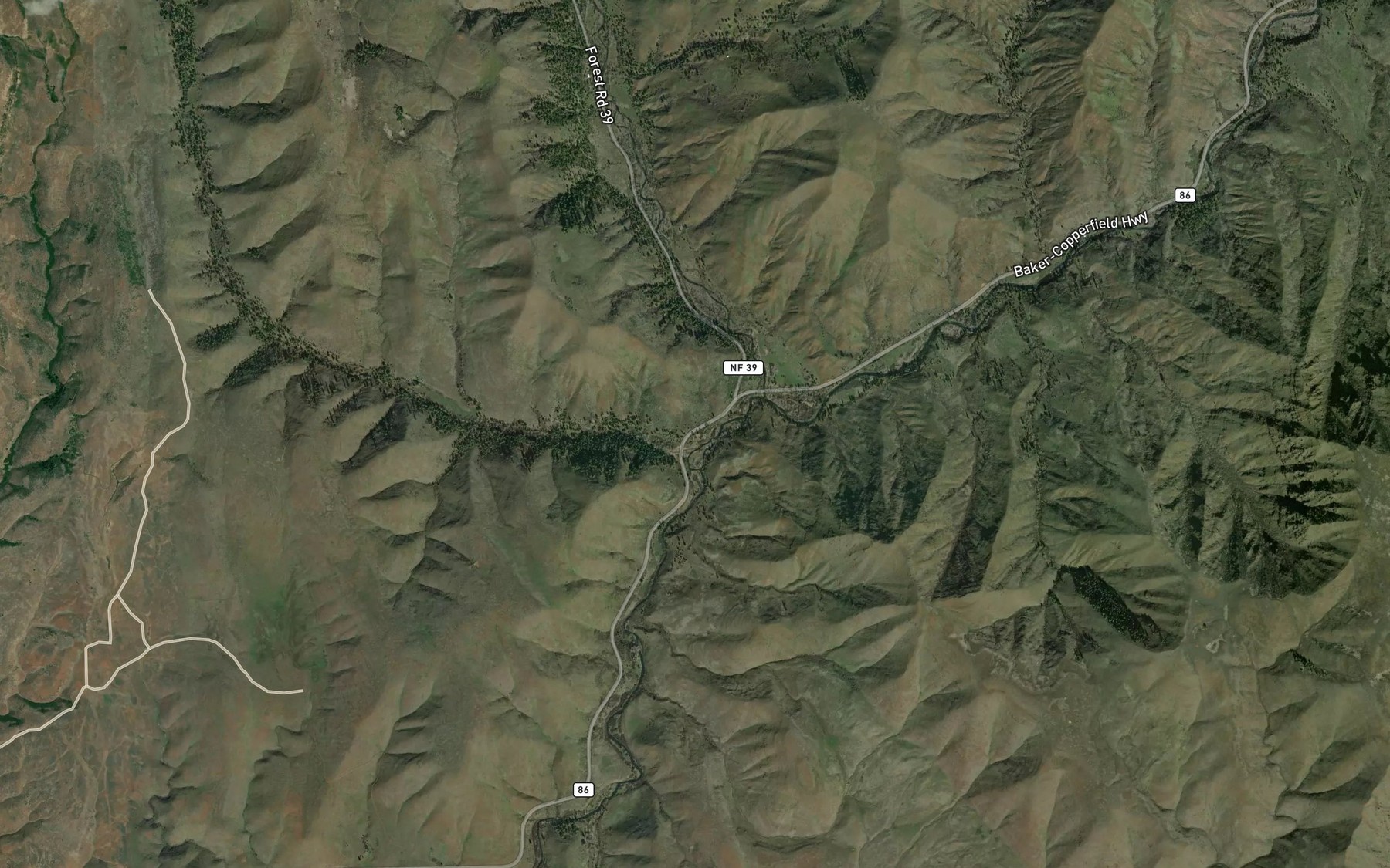 Satellite map of the Fish Creek