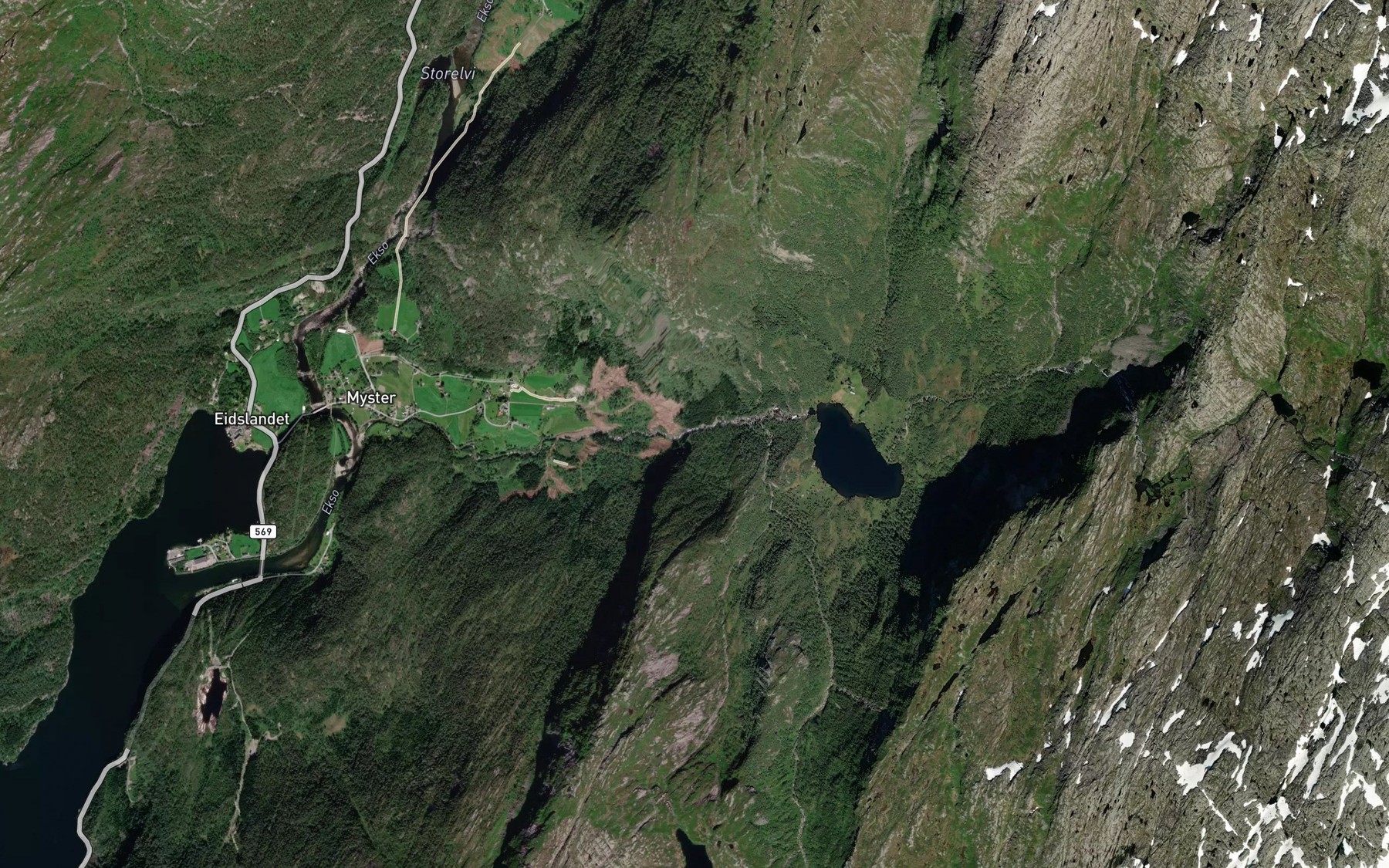 Satellite map of the Stigfossen