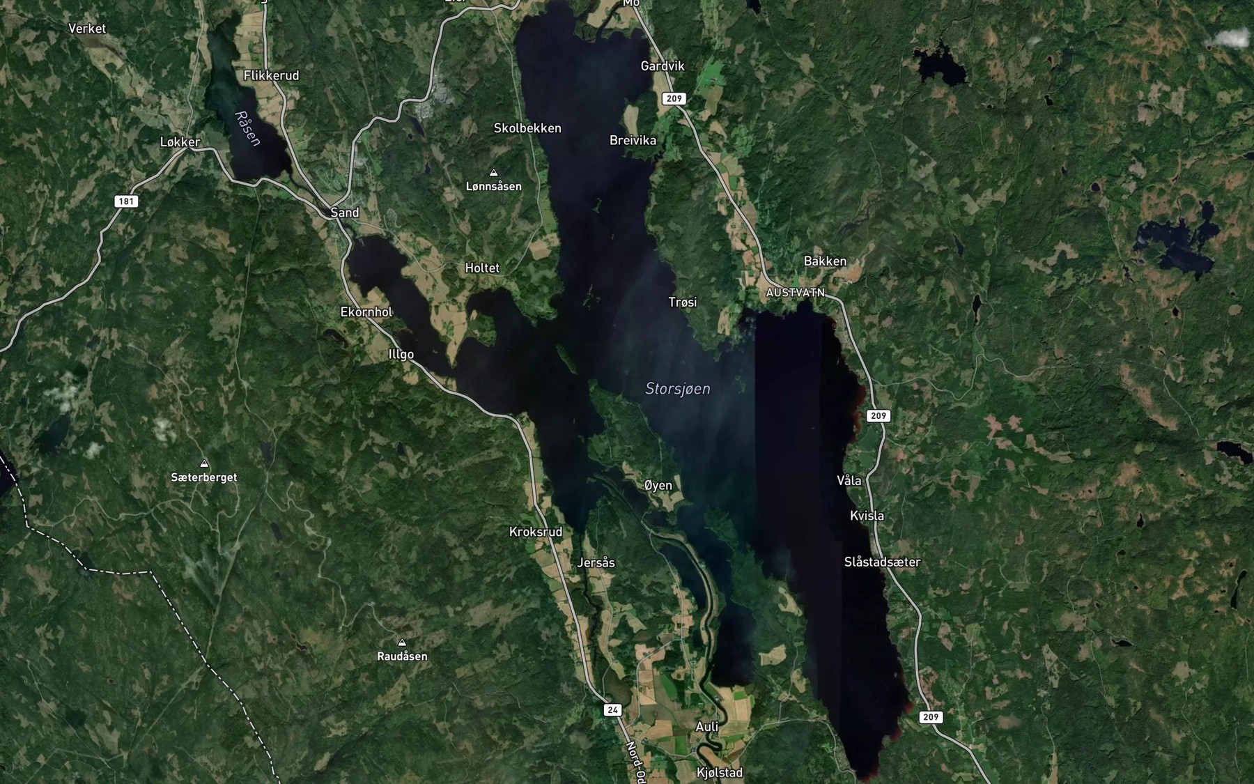 Satellite map of the Grunnsjoen