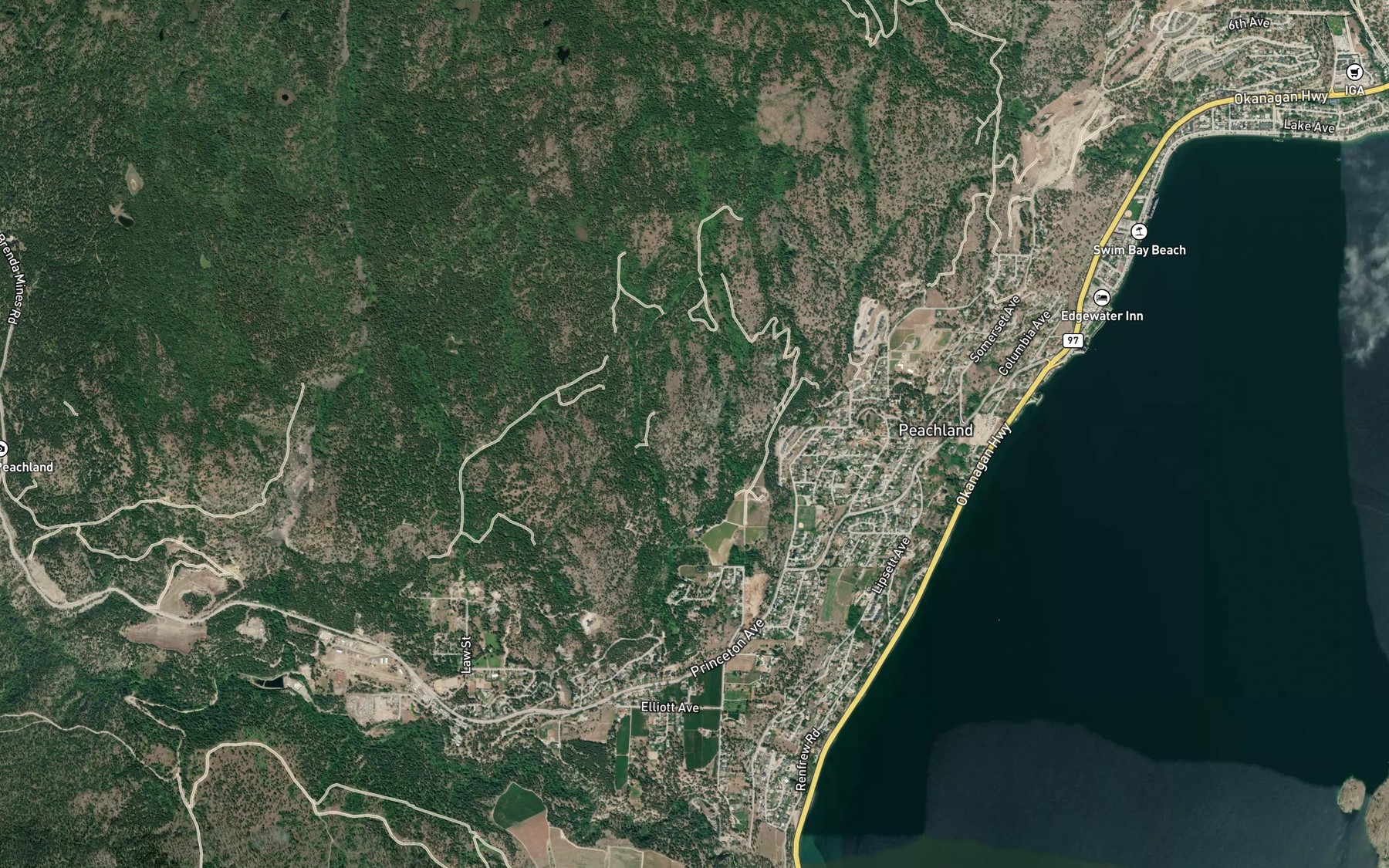 Satellite map of the McCall Creek