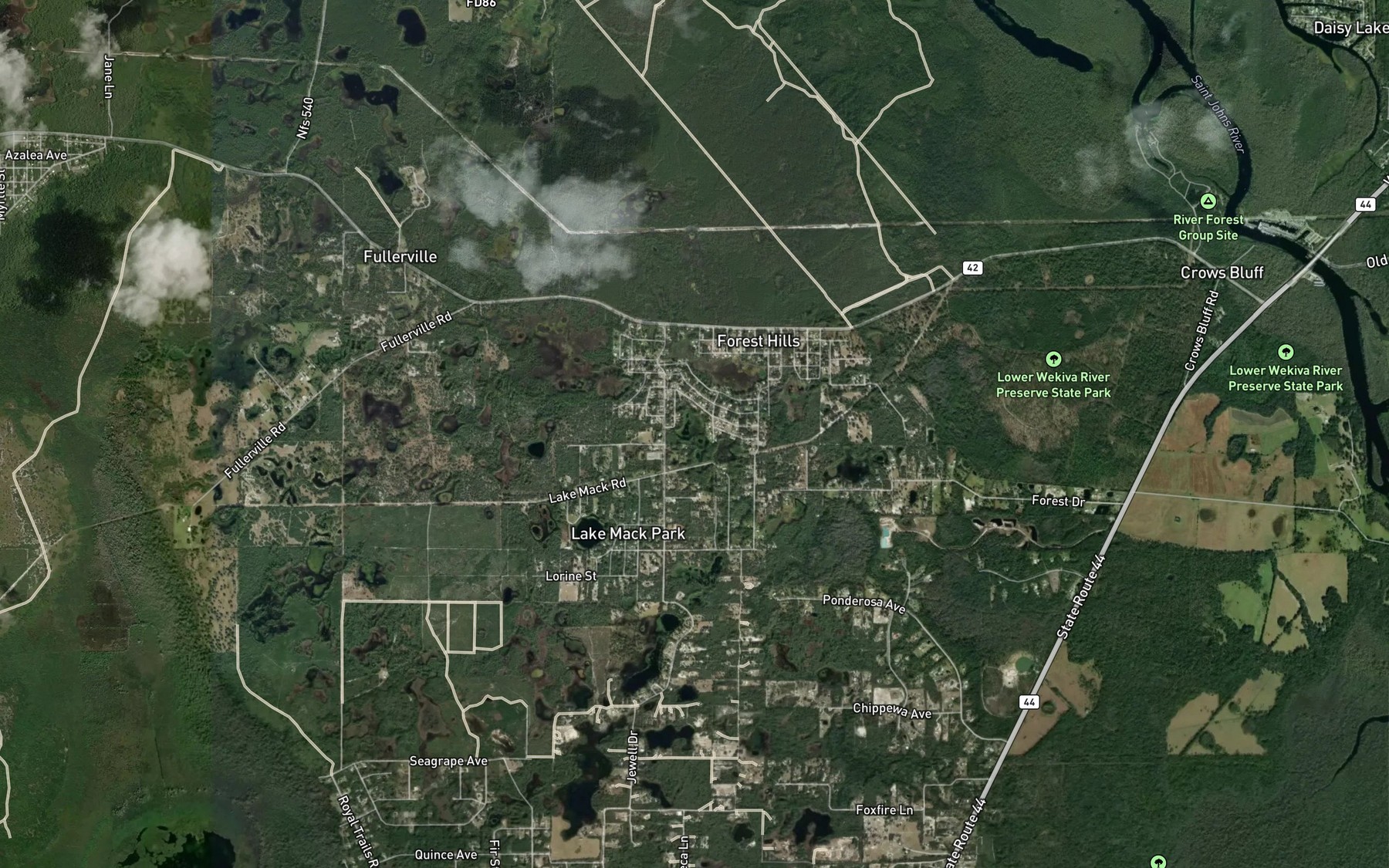 Satellite map of the Lake Holly