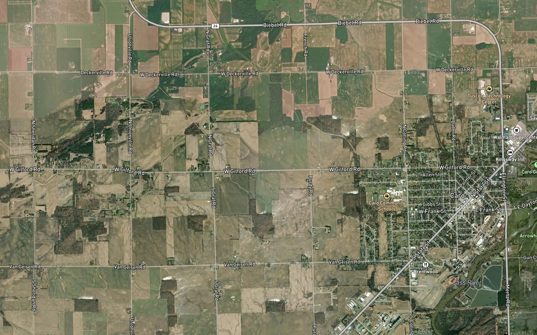 Satellite map of the Schoener Drain