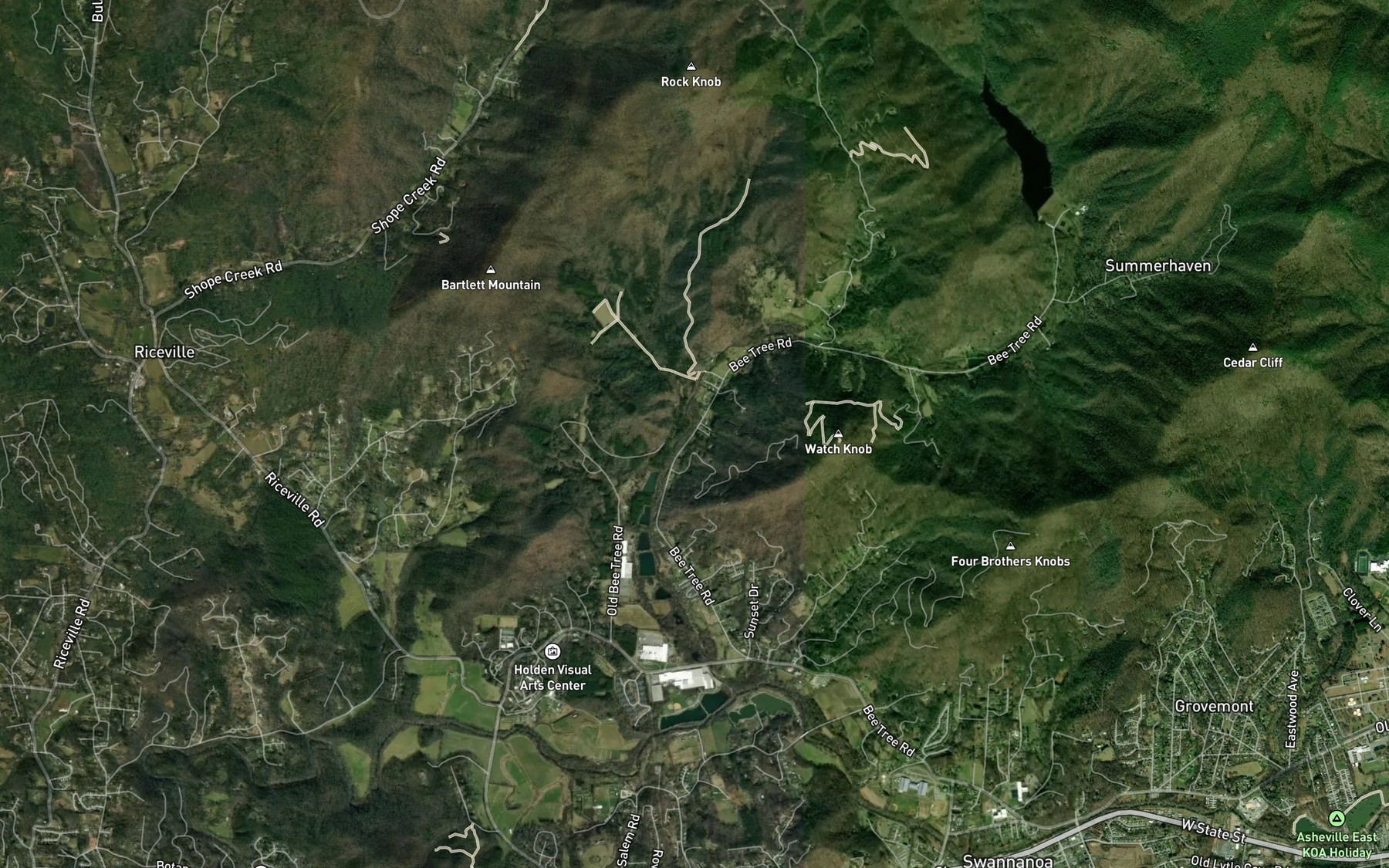 Satellite map of the Gregg Branch