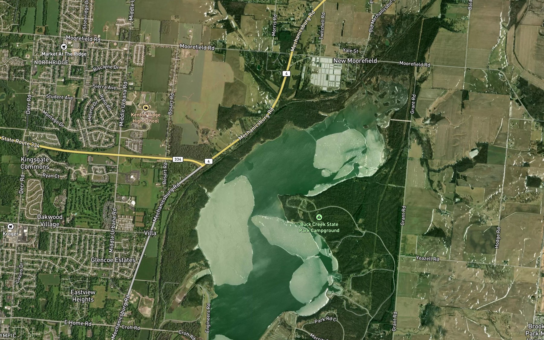 Satellite map of the C.J. Brown Reservoir