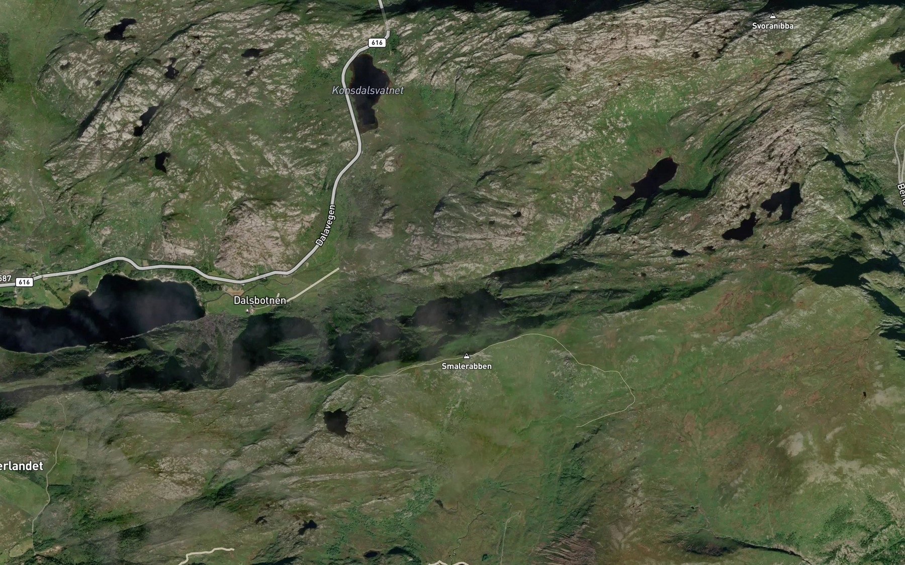 Satellite map of the Hestedalselva