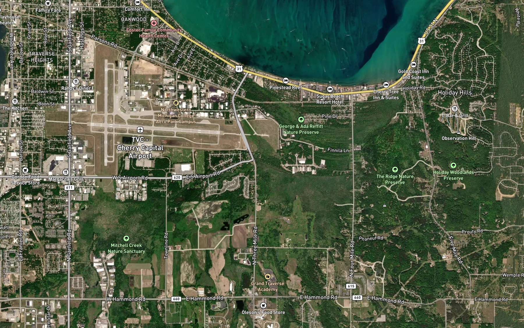 Satellite map of the Fourmile Creek