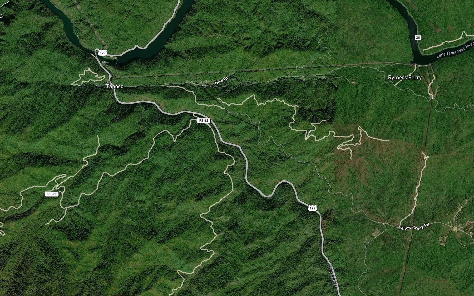 Satellite map of the Frisby Branch