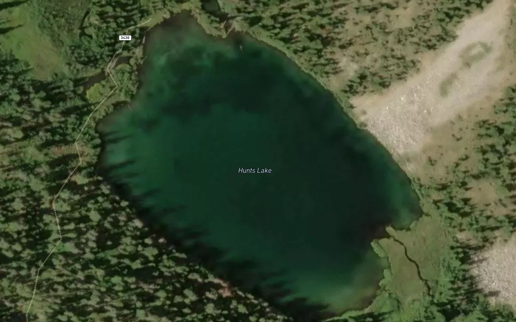 Satellite map of the Hunts Lake