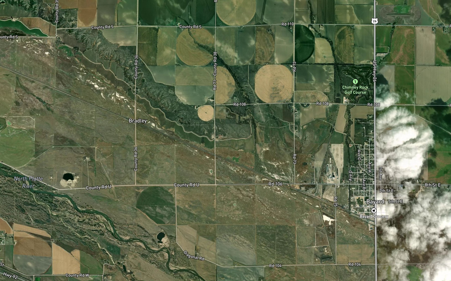 Satellite map of the Ninemile Canal