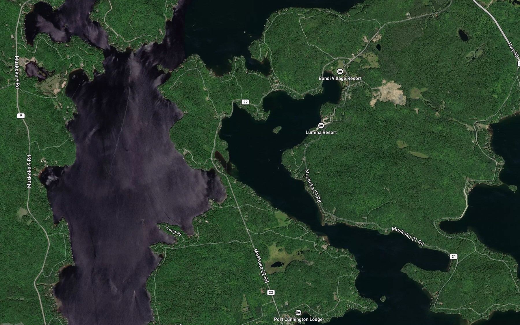 Satellite map of the Haystack Bay