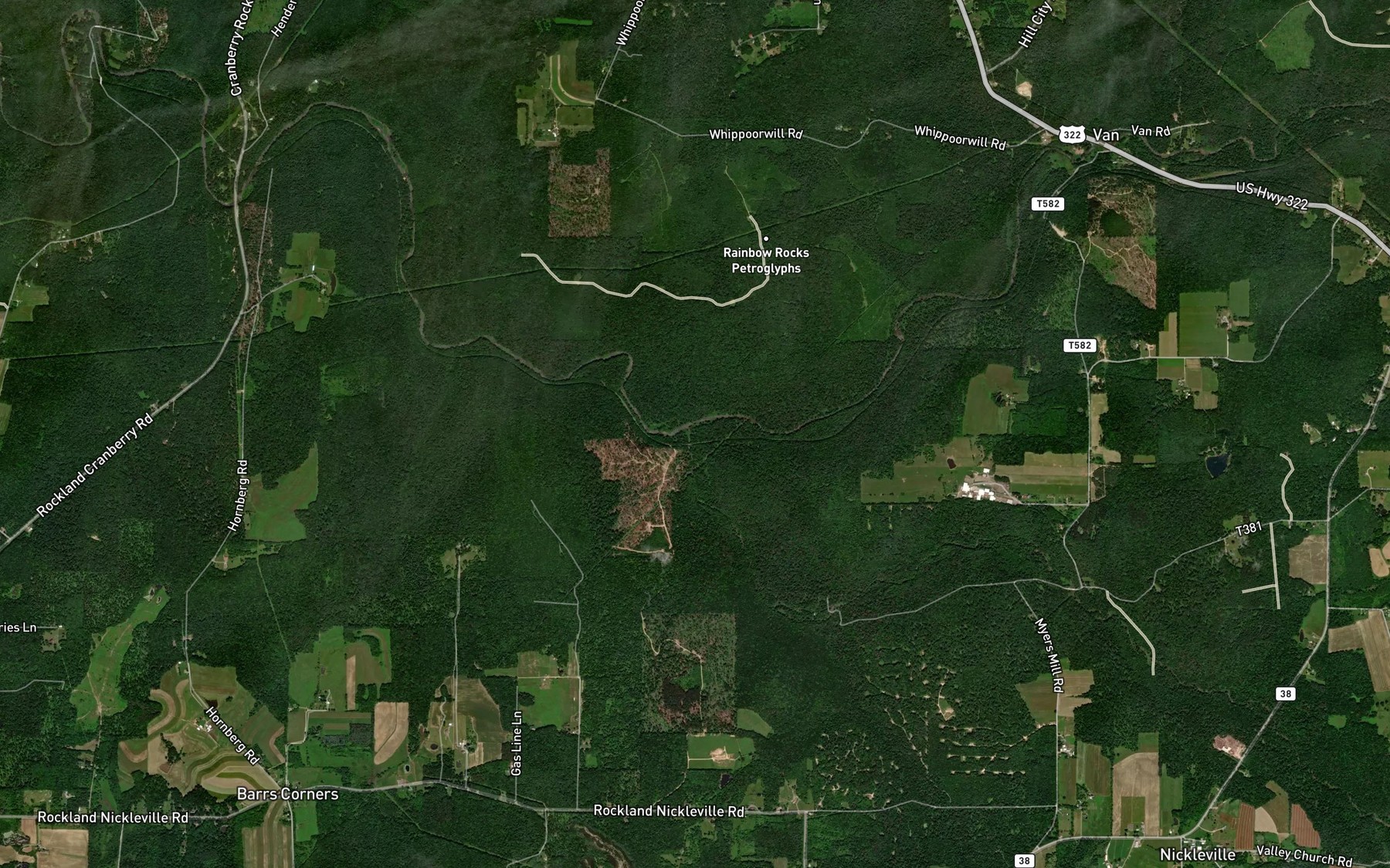 Satellite map of the Pine Run