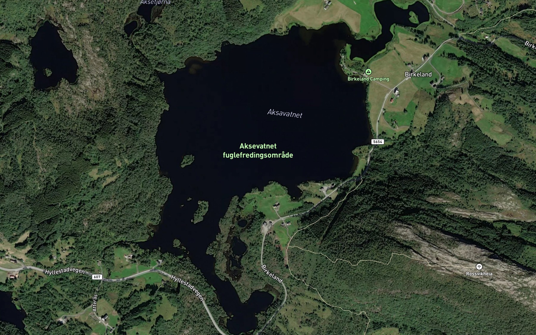 Satellite map of the Aksavatnet