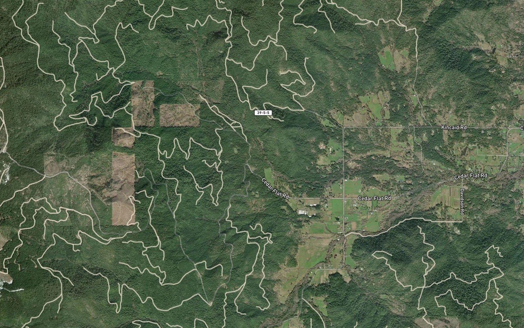 Satellite map of the Swamp Creek