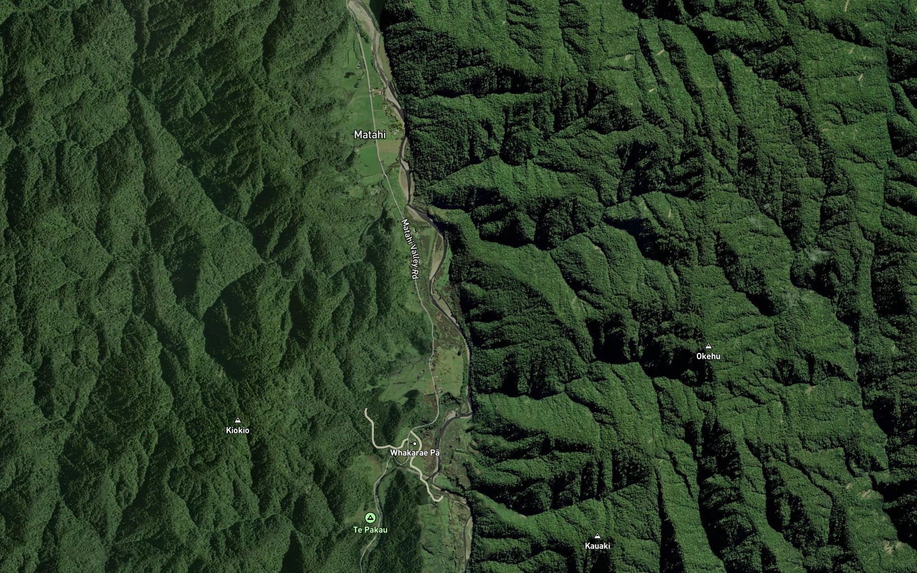 Satellite map of the Okehu Stream