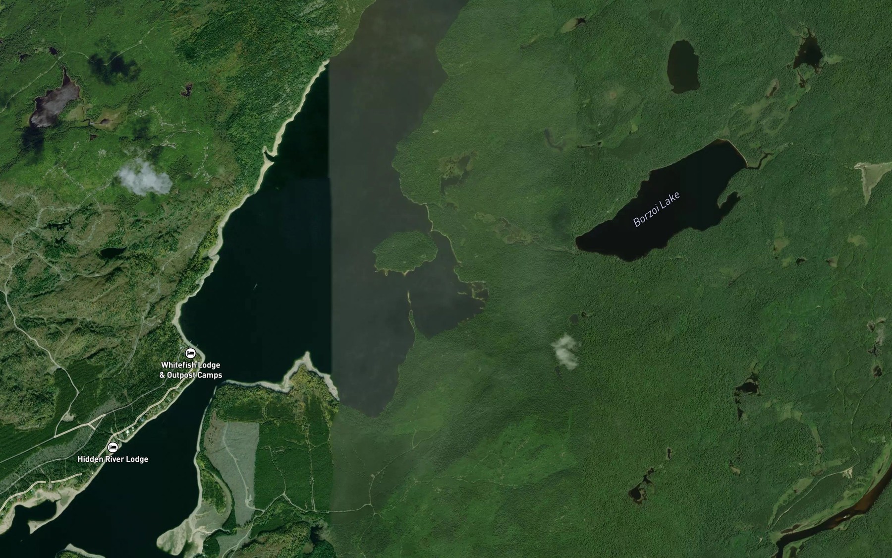 Satellite map of the Borzoi Creek