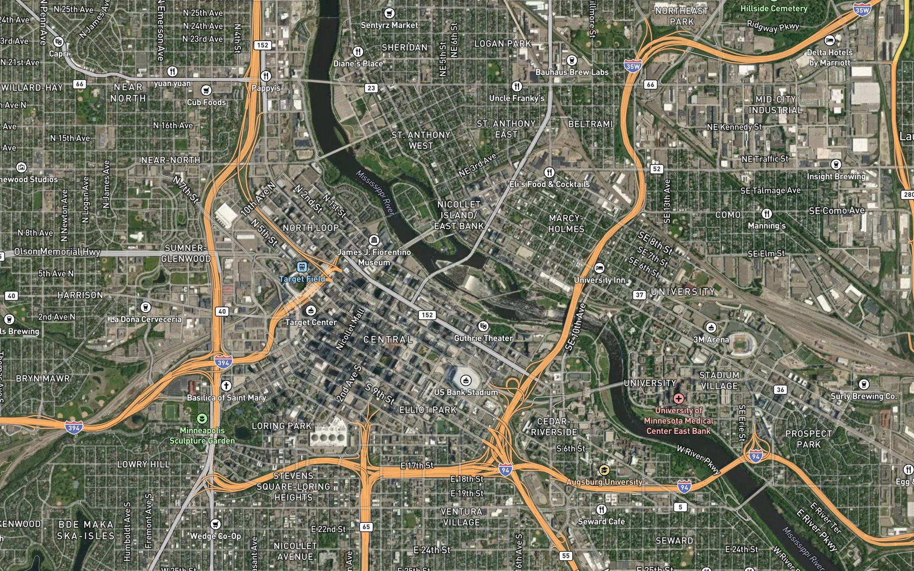 Satellite map of the Upper Pool