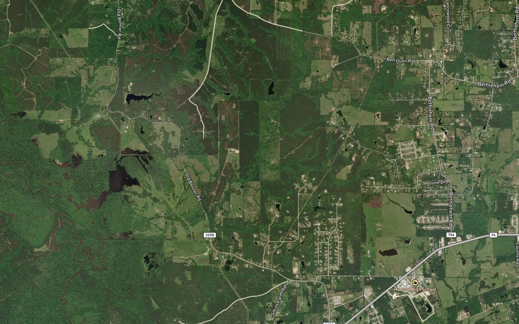 Satellite map of the Levi Dunn Branch