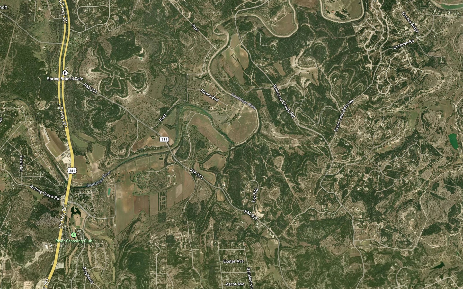 Satellite map of the Miller Creek