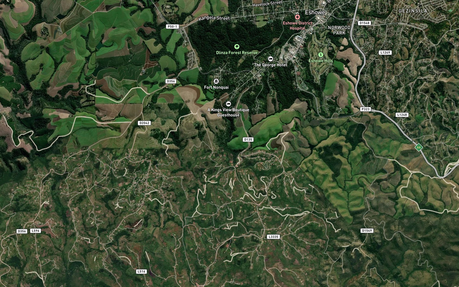 Satellite map of the Mpusheni Falls