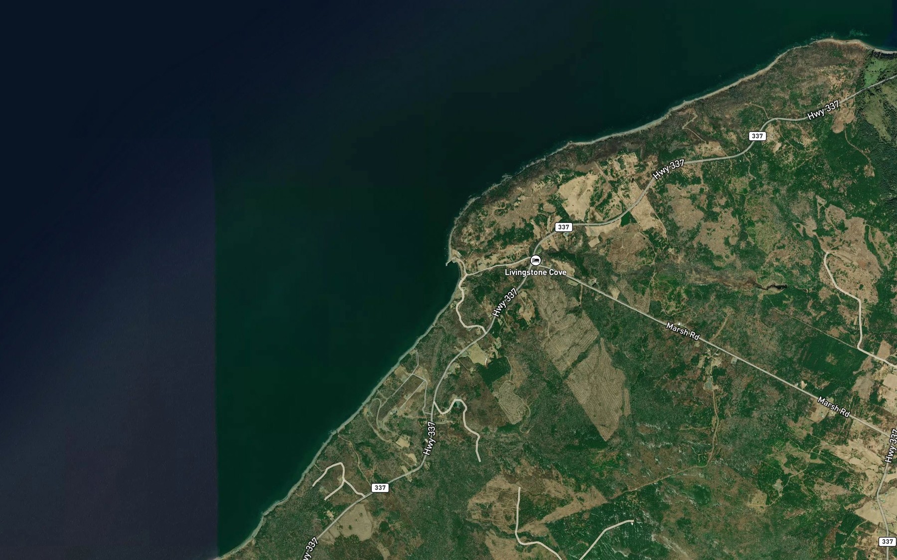 Satellite map of the Livingstone Cove