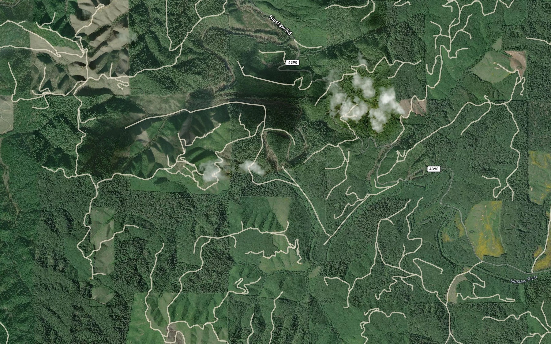 Satellite map of the Doe Hollow Creek