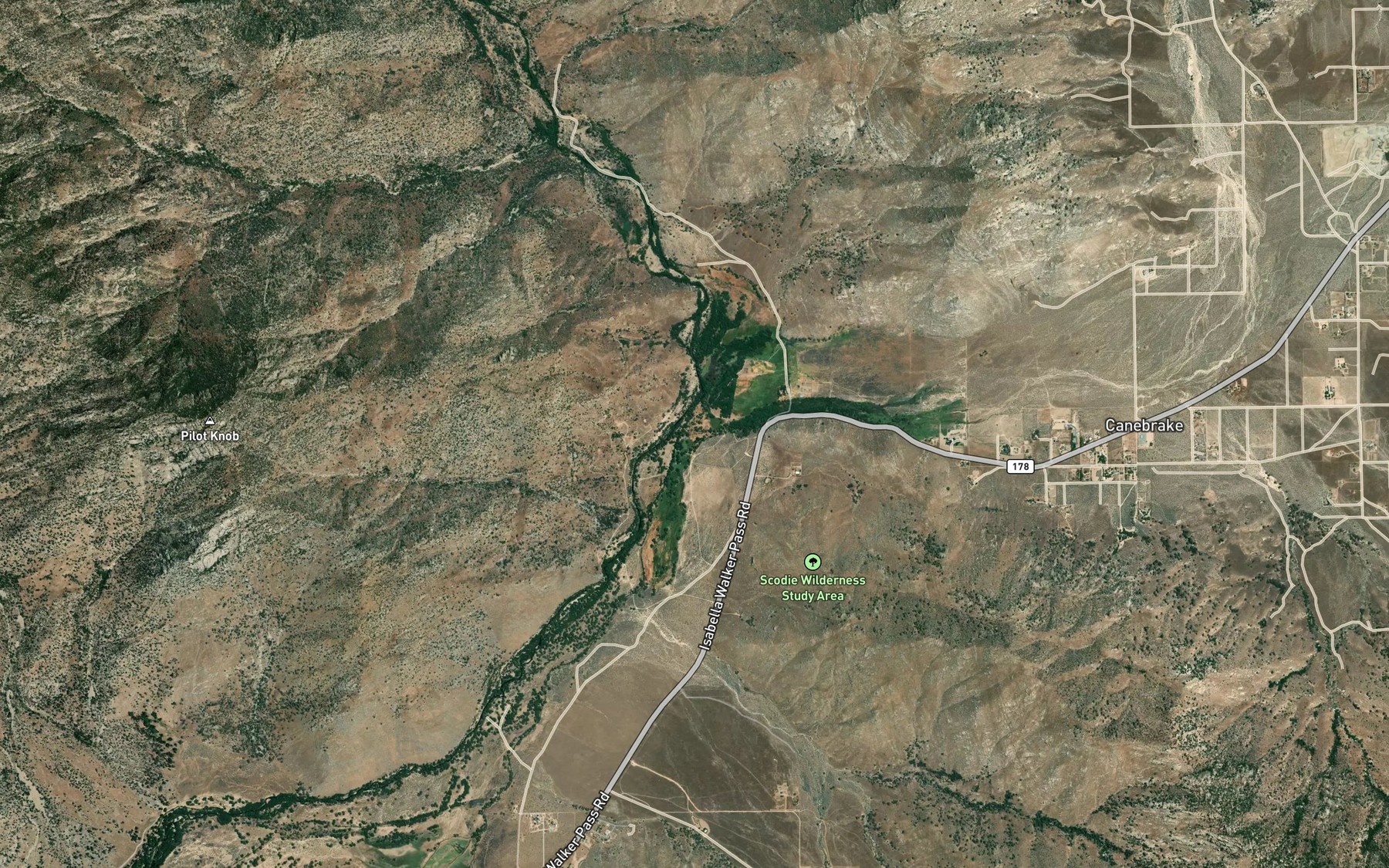 Satellite map of the Canebrake Creek