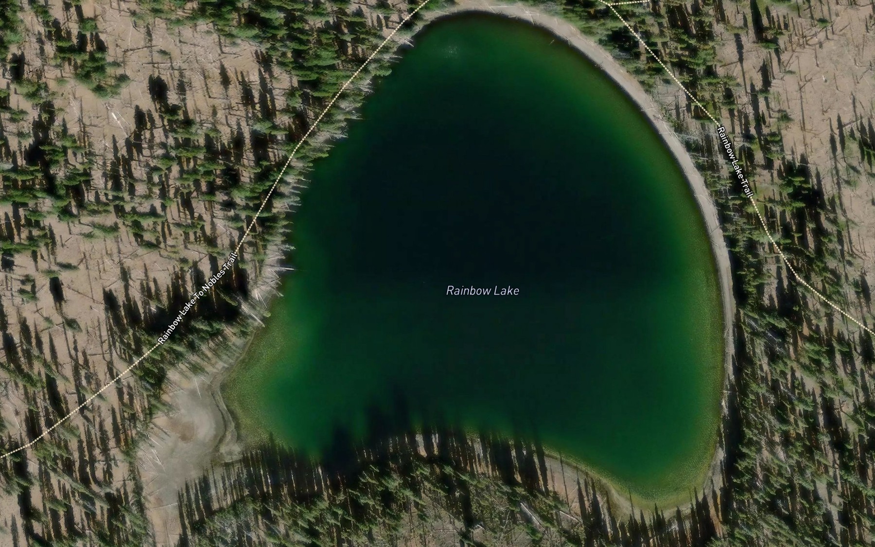 Satellite map of the Rainbow Lake