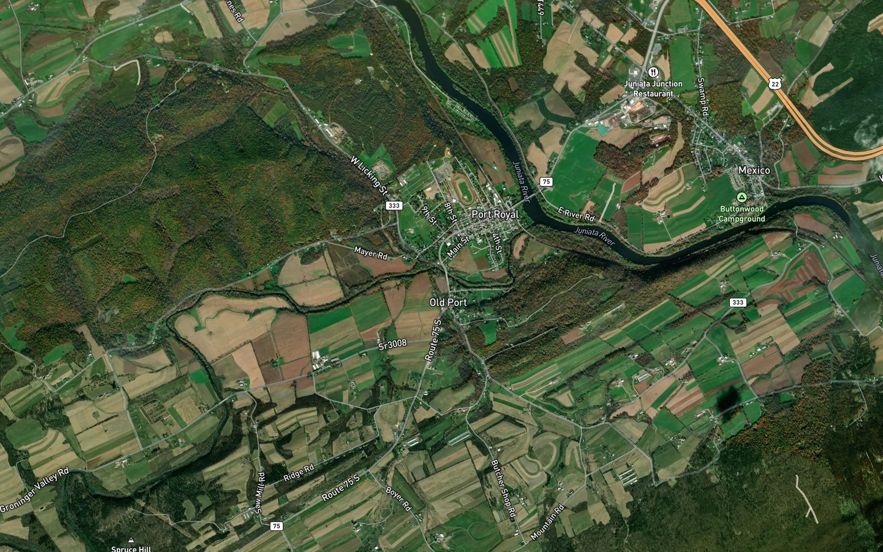 Satellite map of the Hunters Creek
