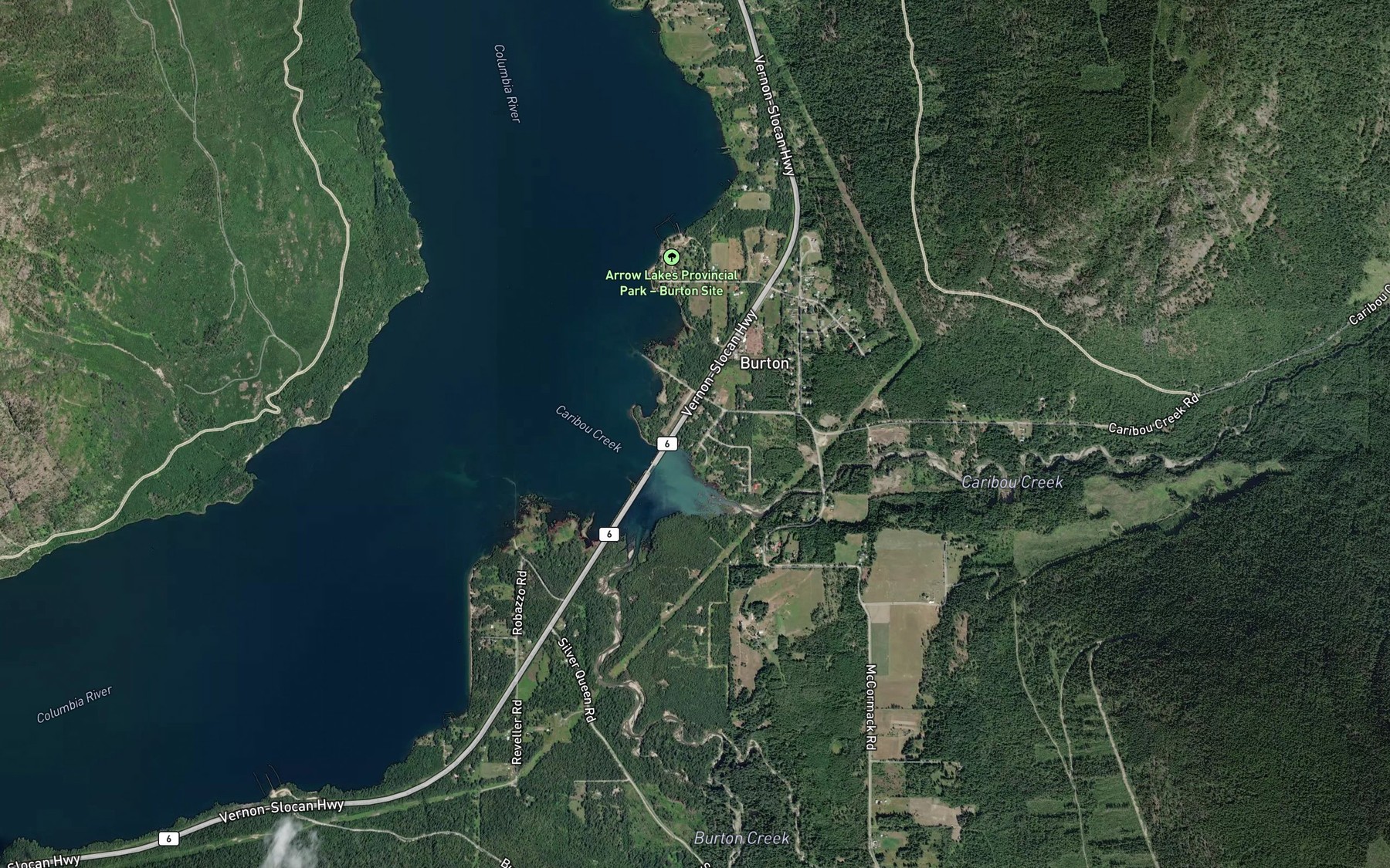 Satellite map of the Caribou Creek