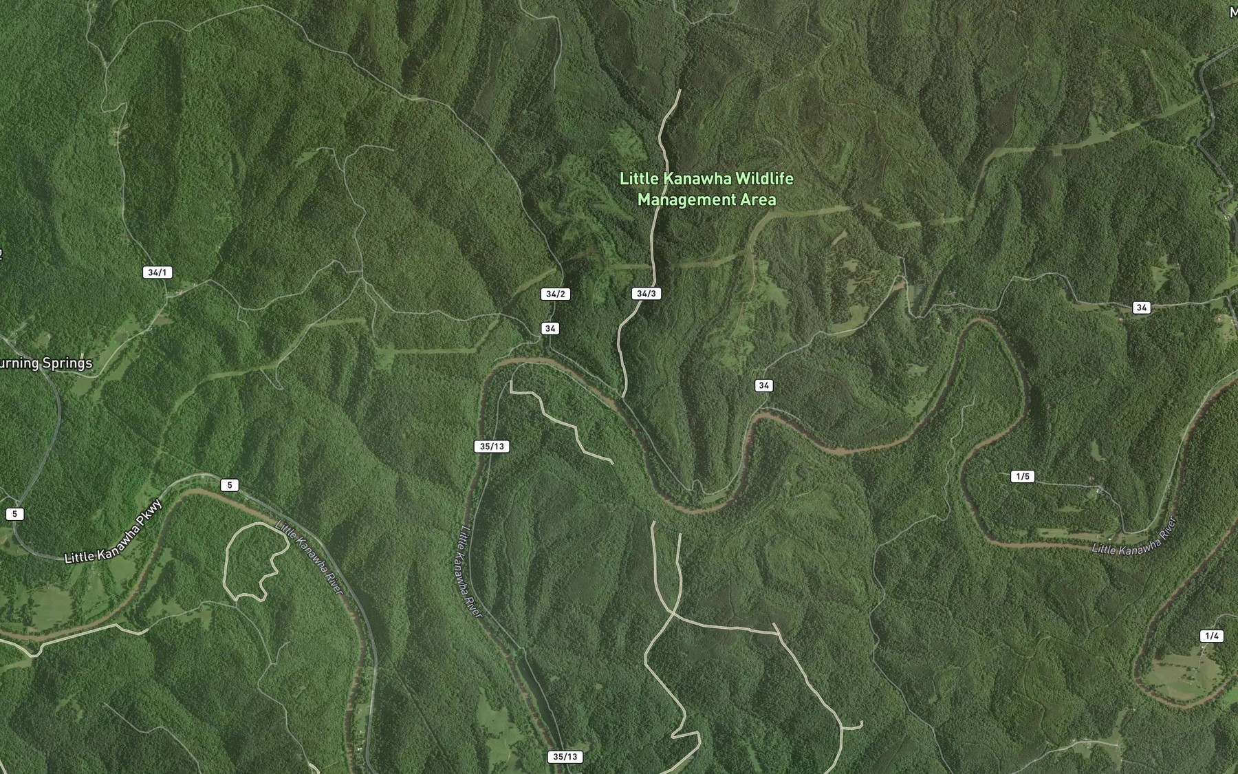 Satellite map of the Rock Run