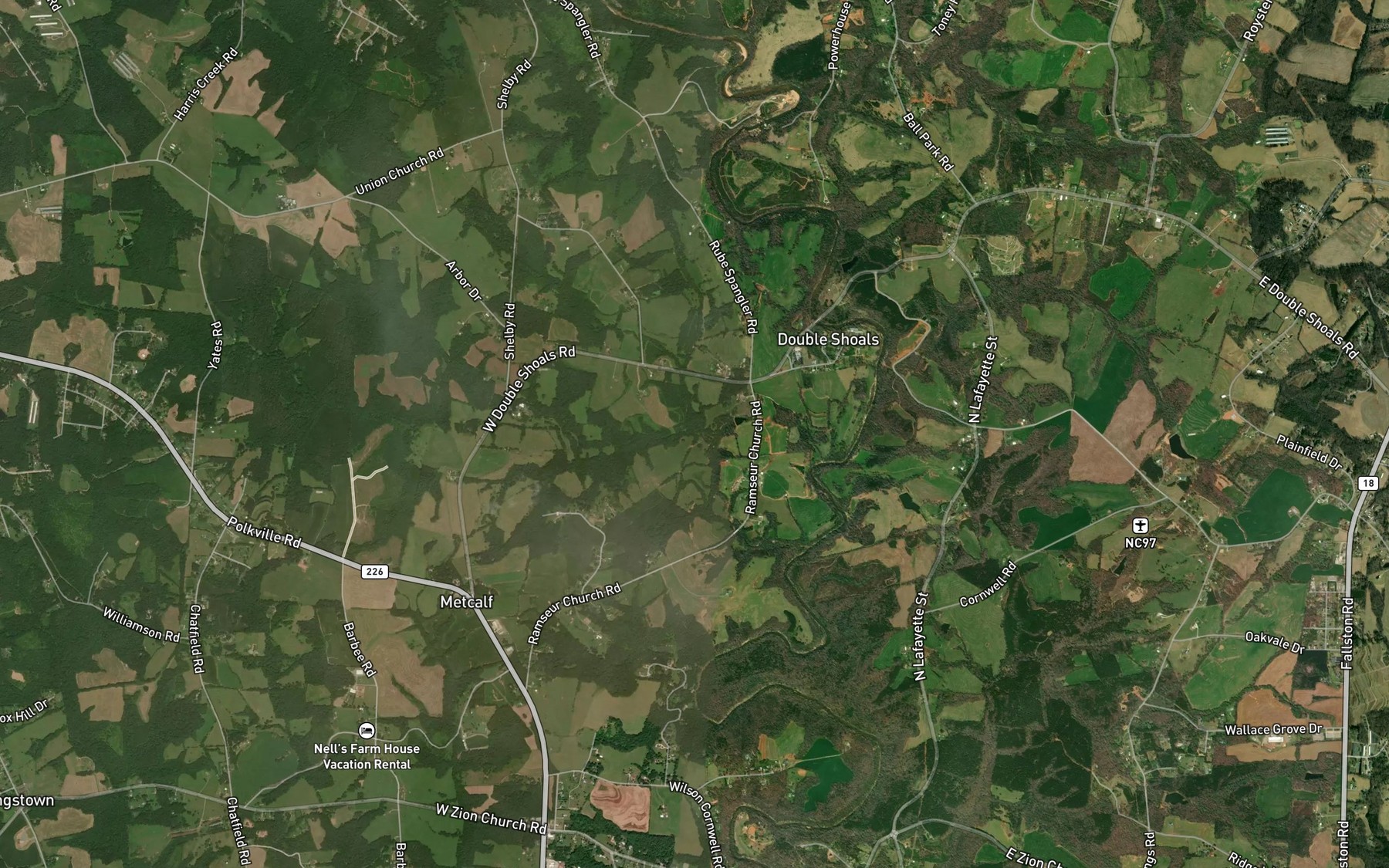 Satellite map of the Little Harris Creek