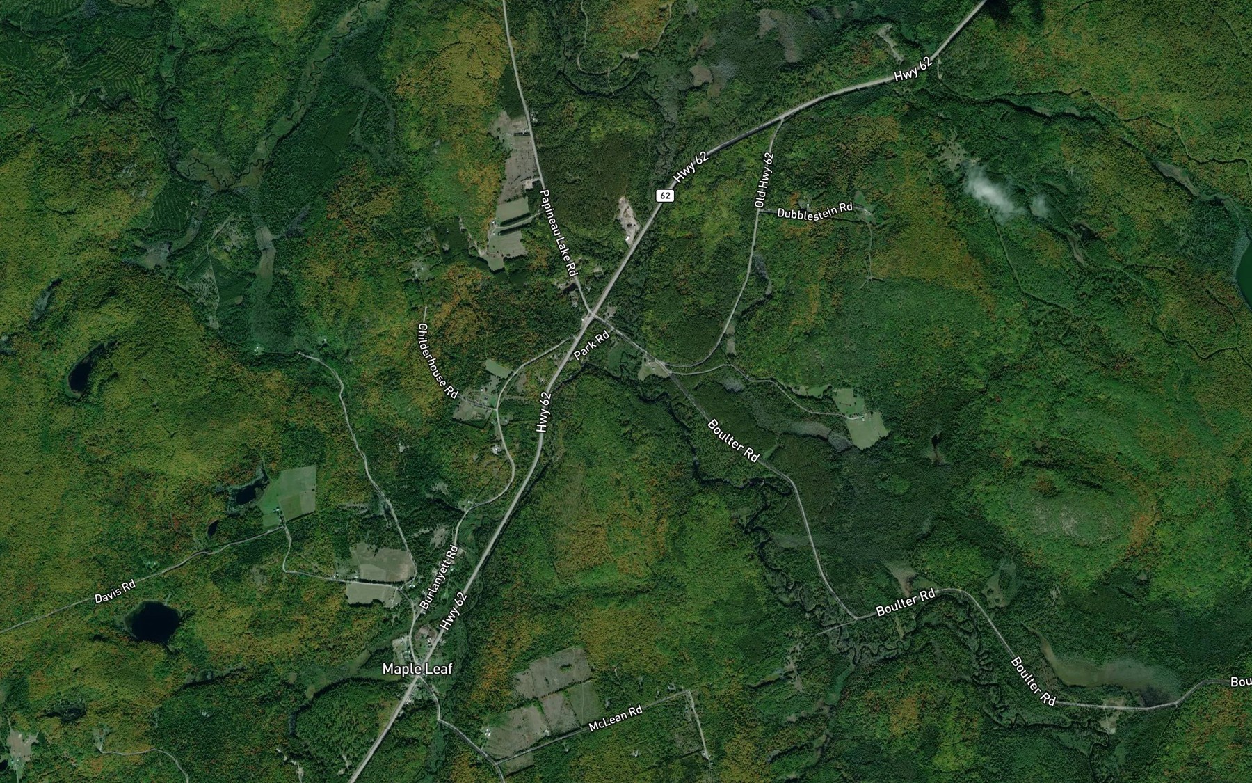 Satellite map of the Little Papineau Creek