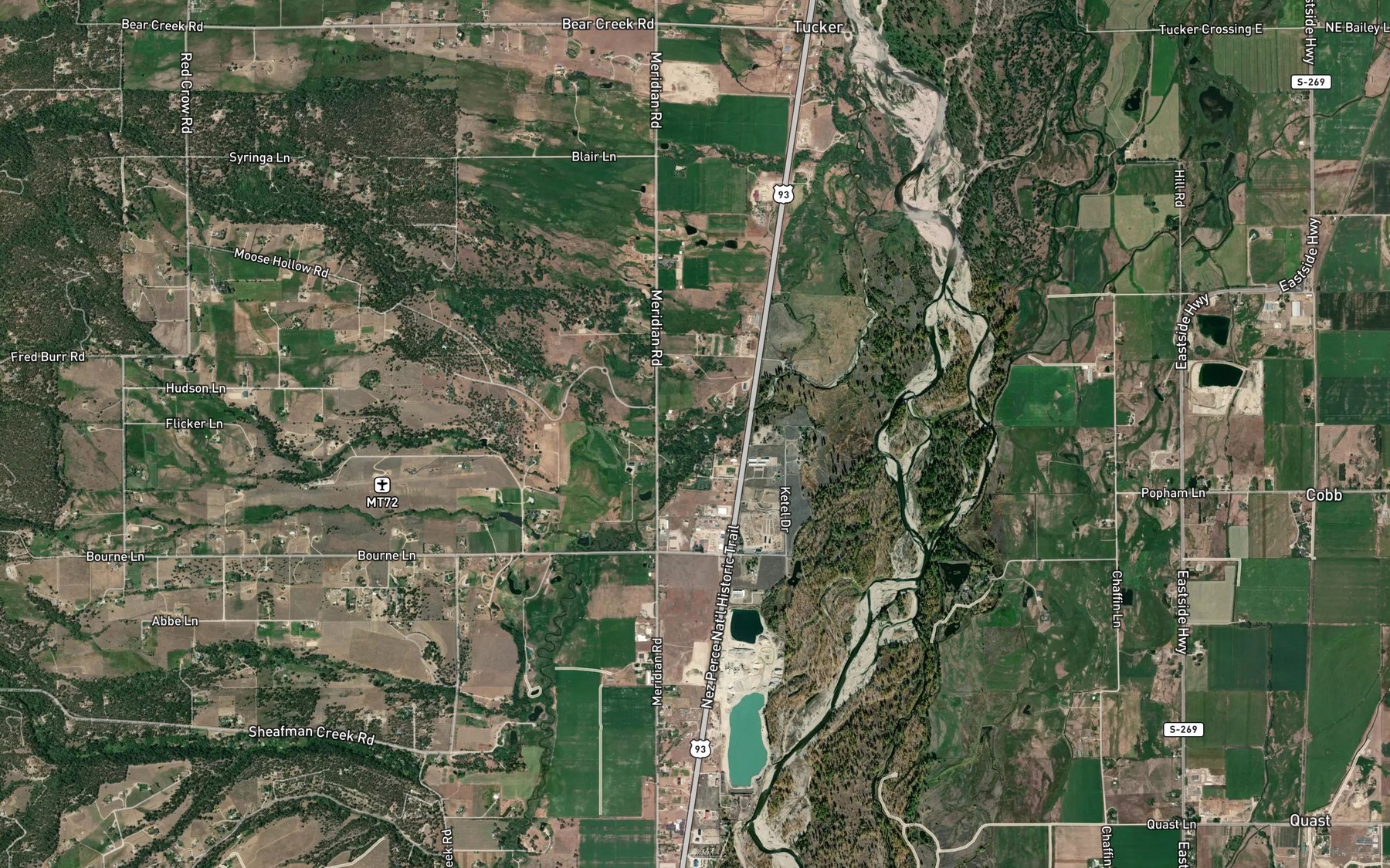 Satellite map of the Mill Creek