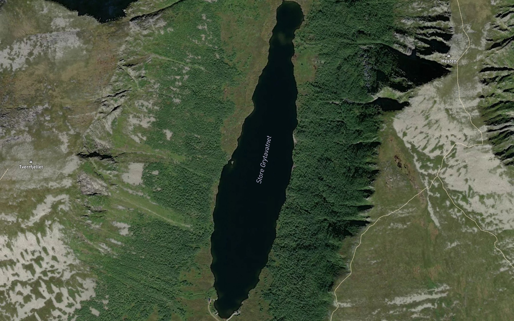 Satellite map of the Store Grytavatnet