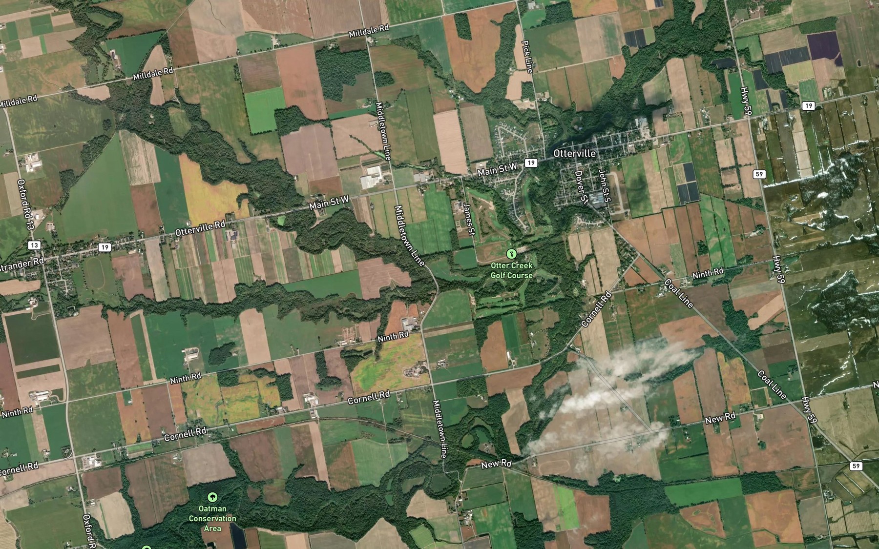 Satellite map of the Plumb Creek