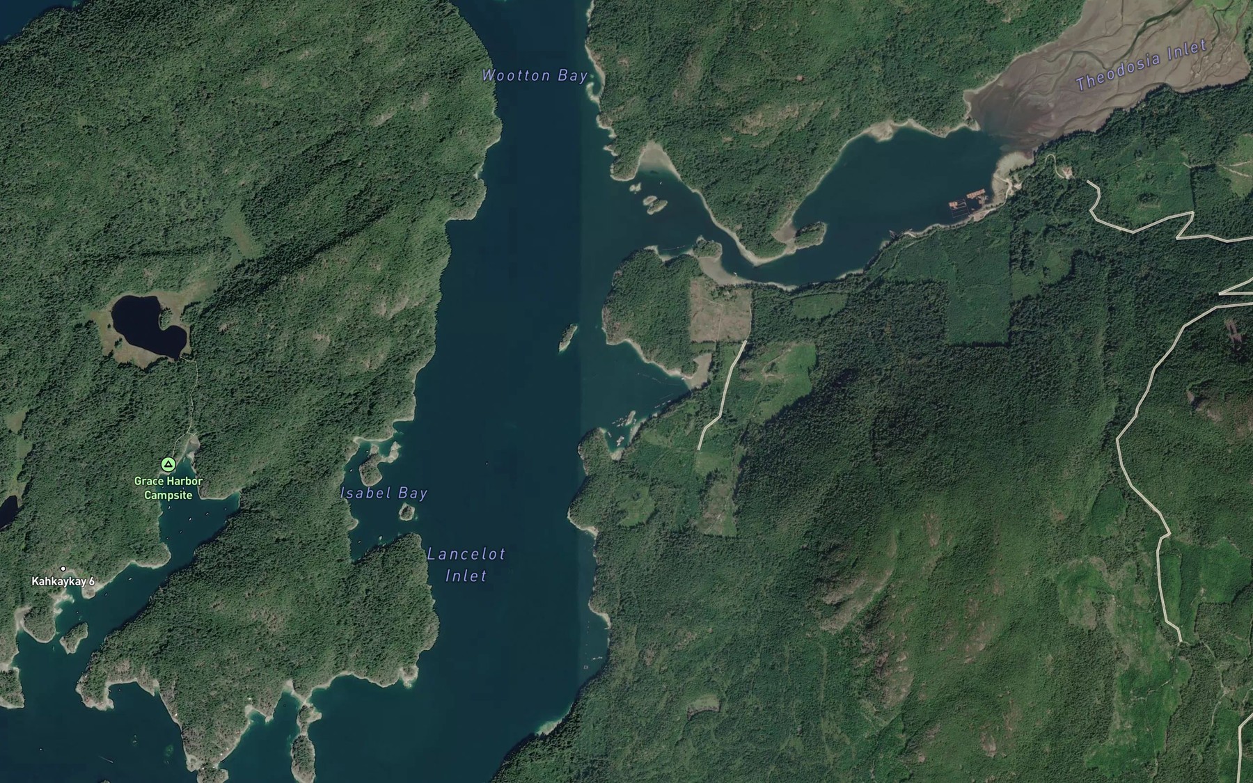 Satellite map of the Thors Cove