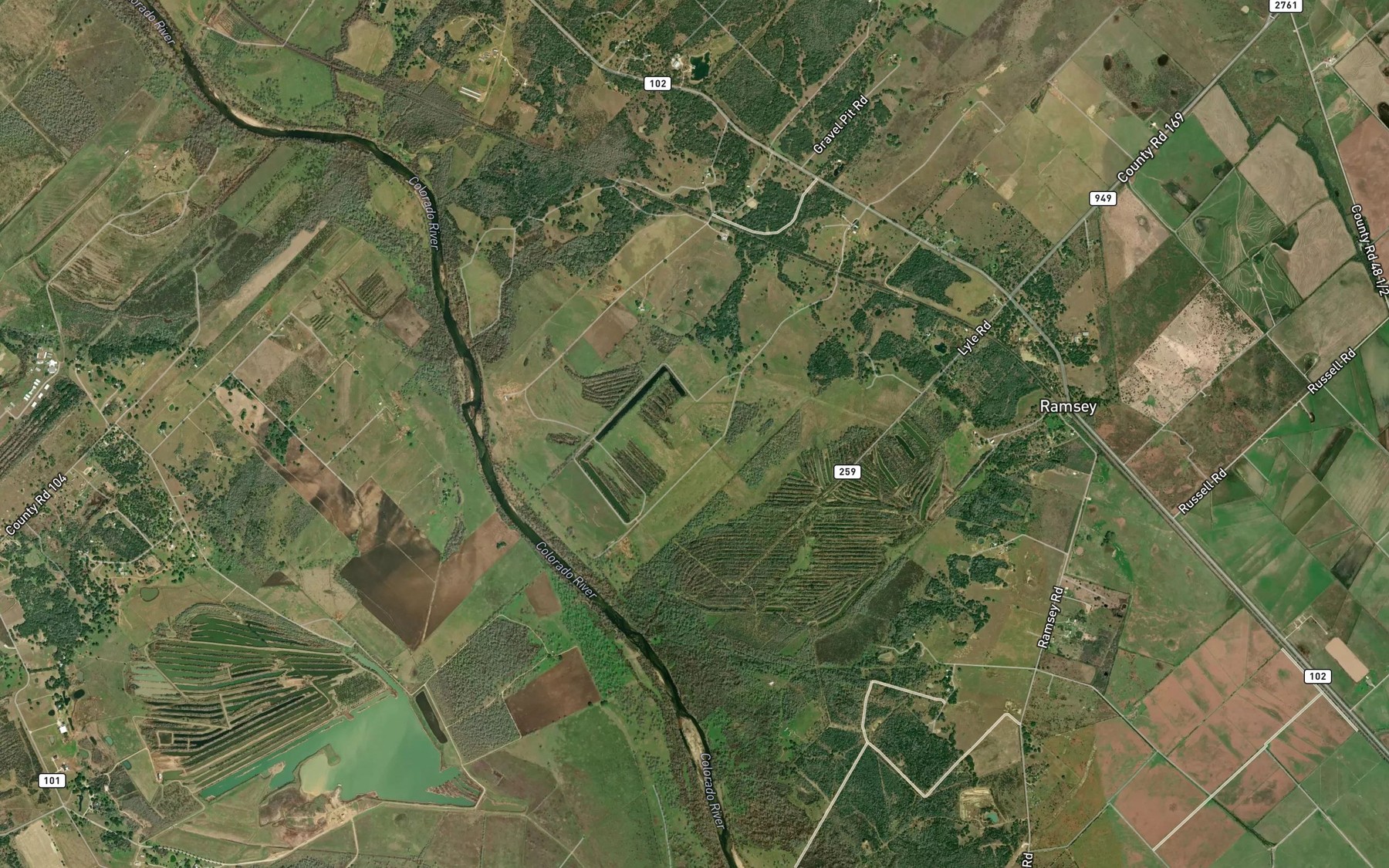 Satellite map of the Hahn Bottoms