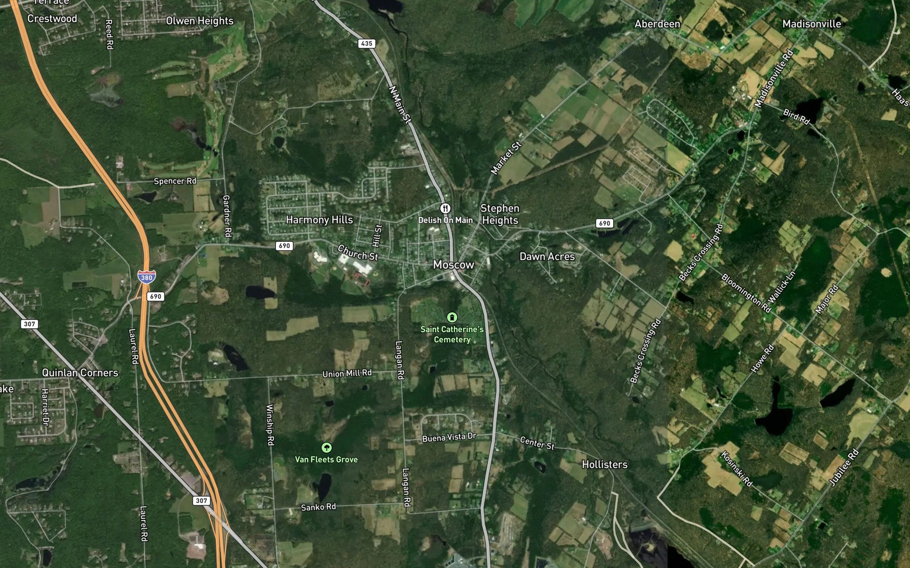 Satellite map of the Langan Creek