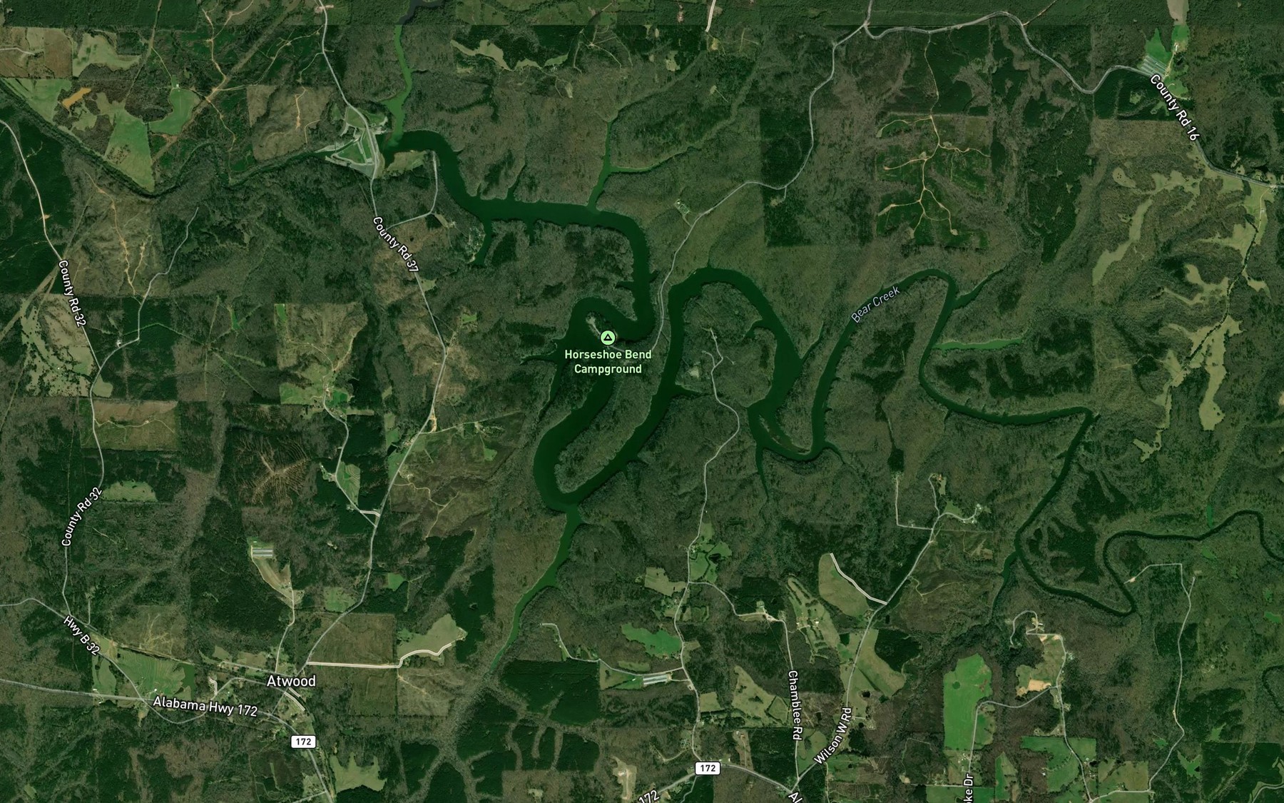 Satellite map of the Horseshoe Bend