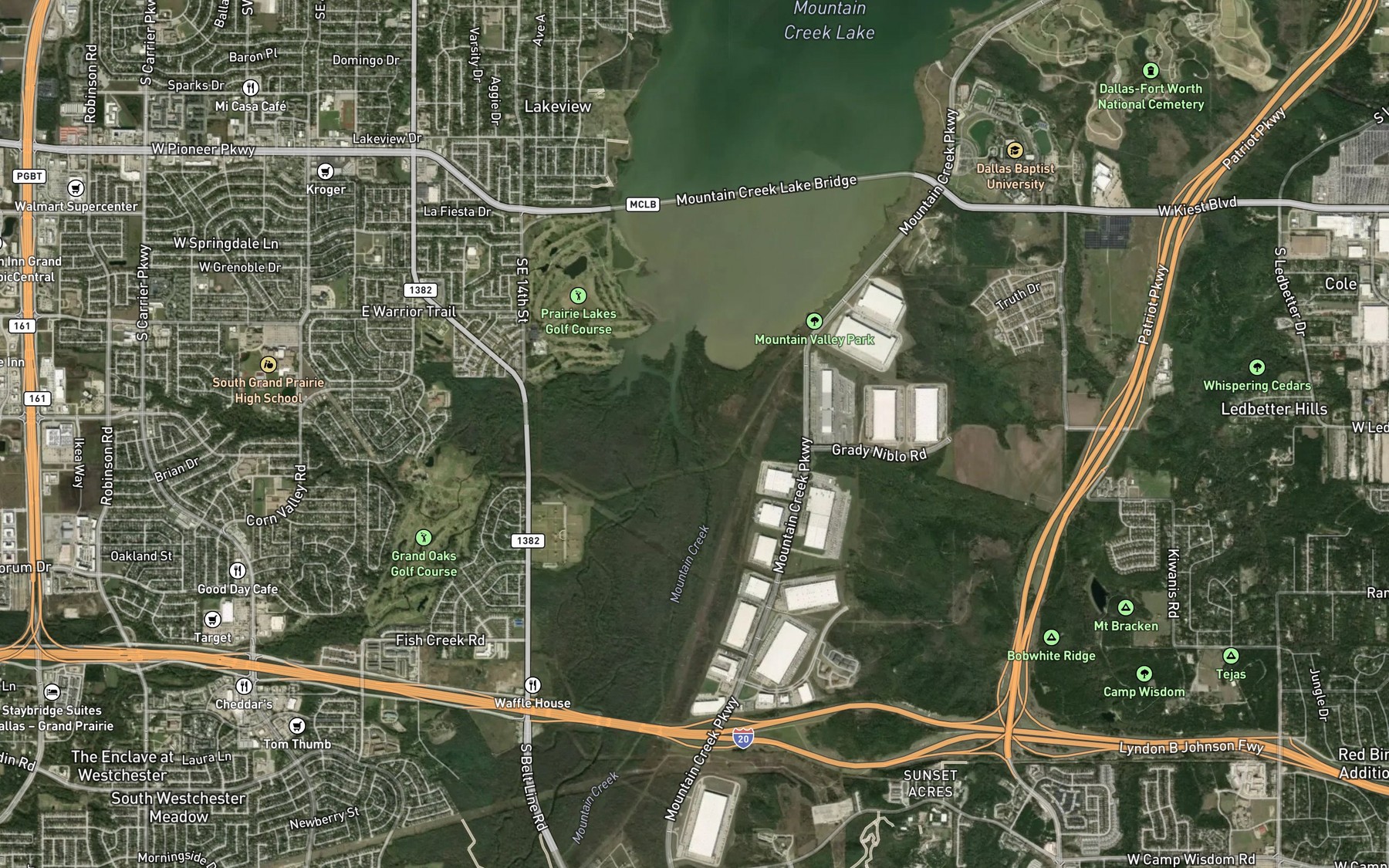 Satellite map of the Artesian Creek