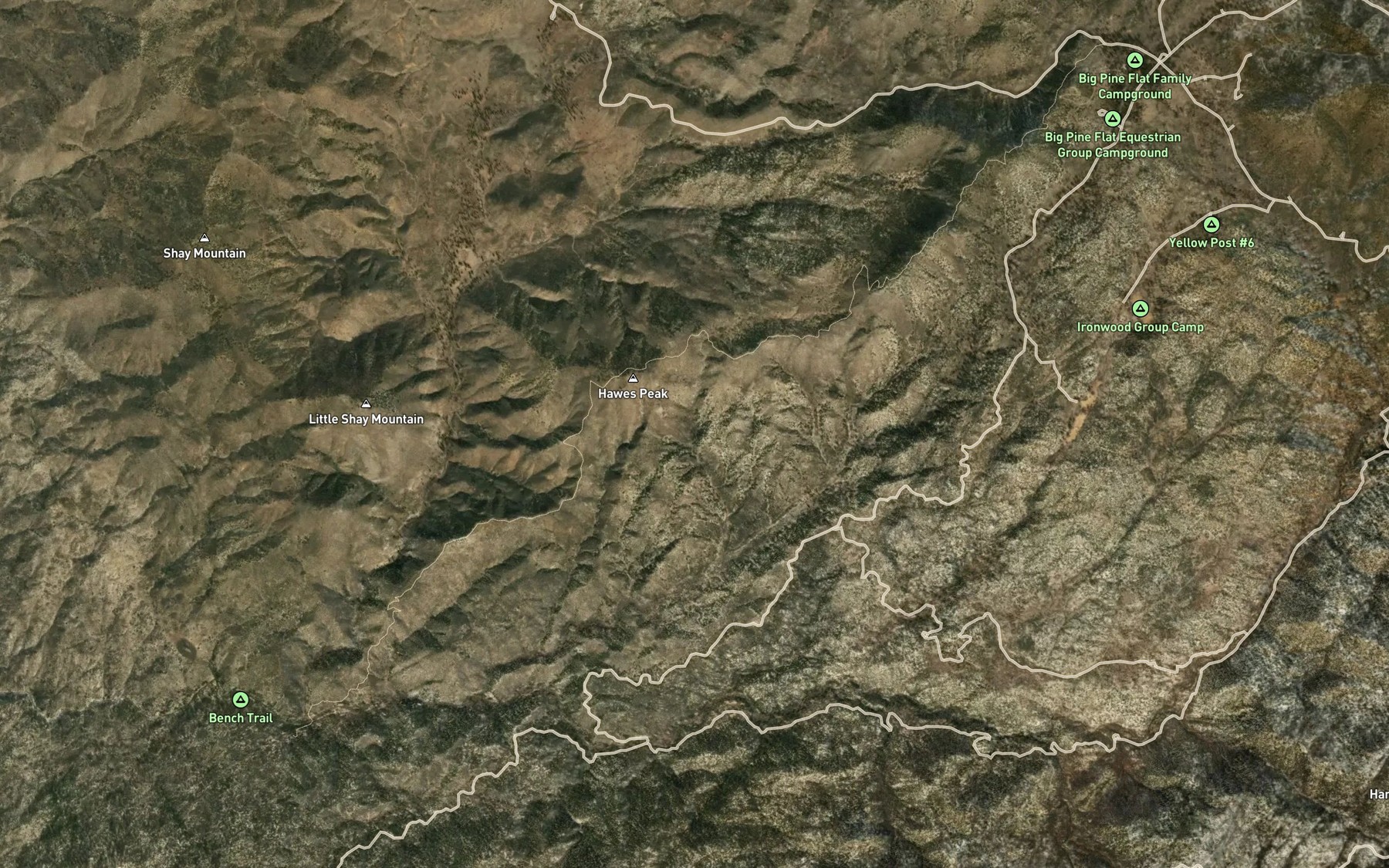 Satellite map of the Cienega Spring