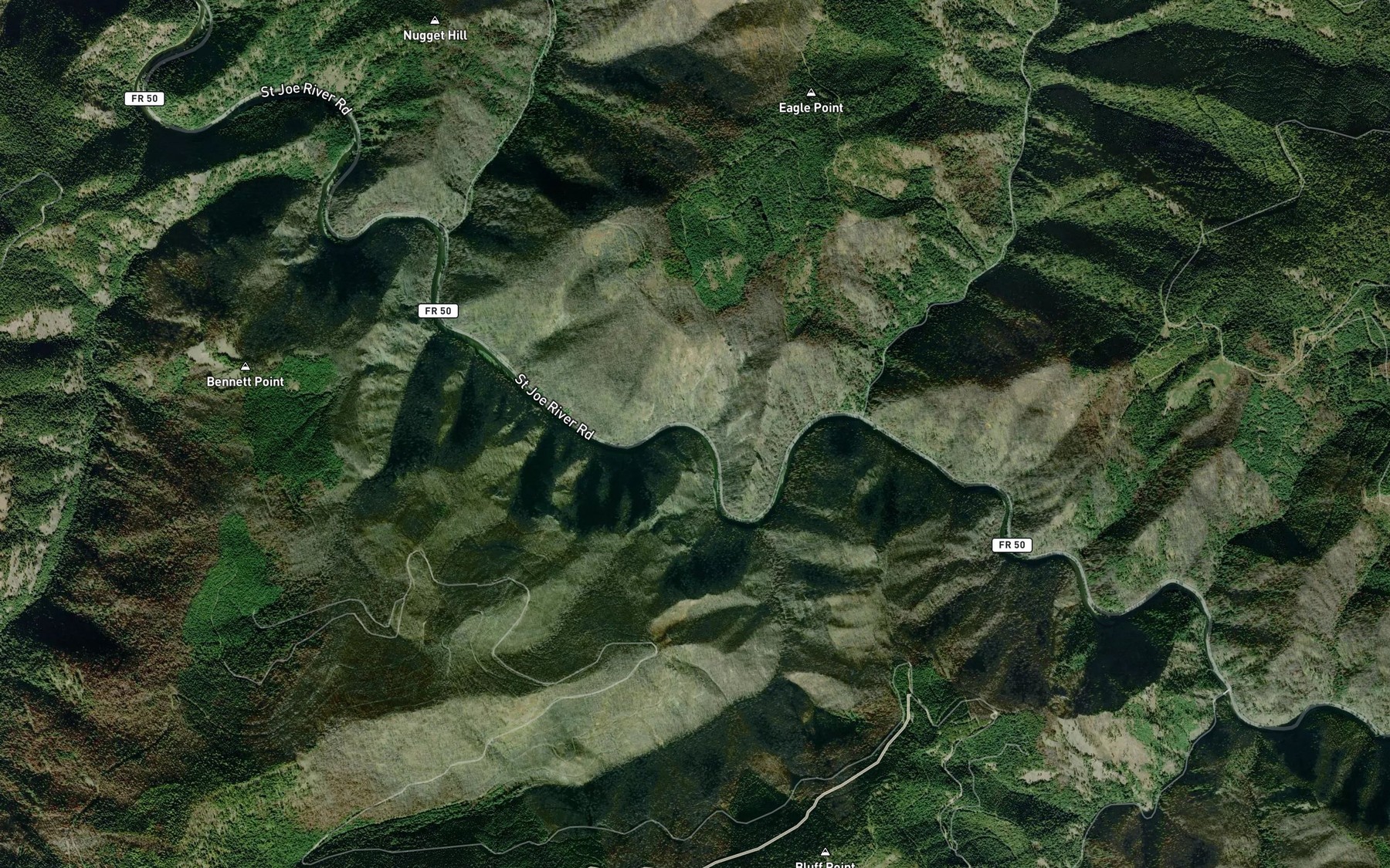 Satellite map of the Bullet Creek