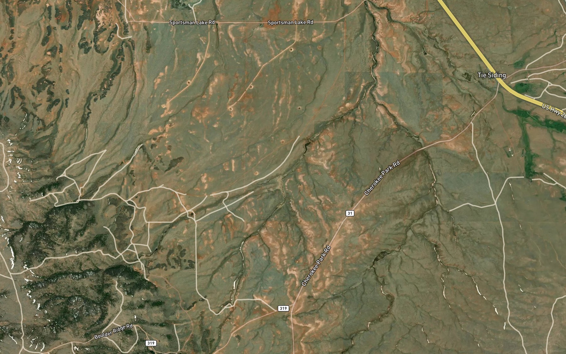Satellite map of the Boulder Creek