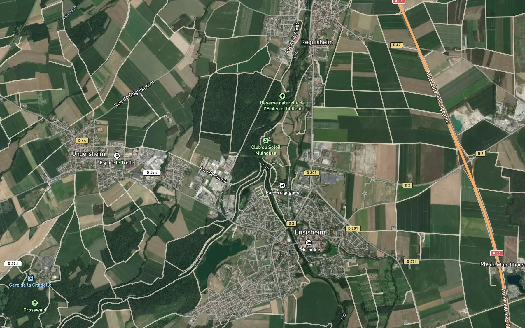 Satellite map of the Thur