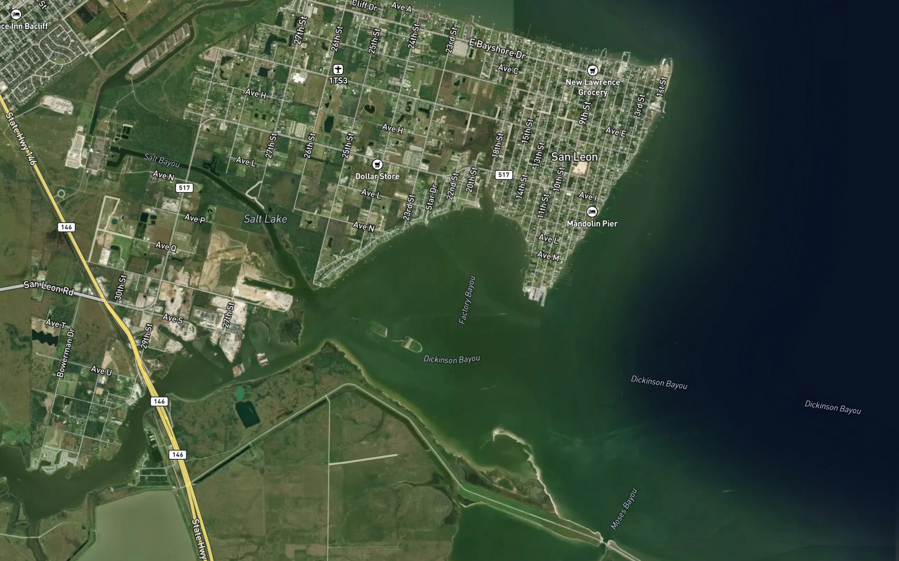Satellite map of the Dickinson Bay